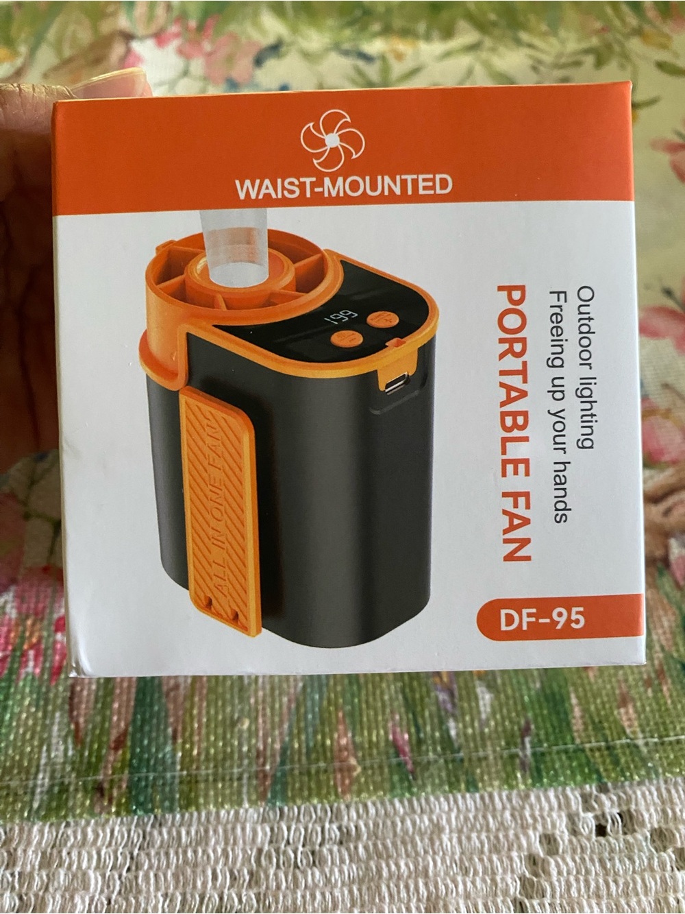 Waist-Mounted Portable Fan DF-95 in Black and Gray